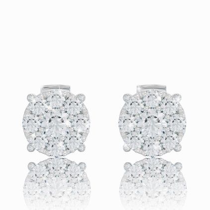 Delicate diamond stud earrings in white gold, 14K