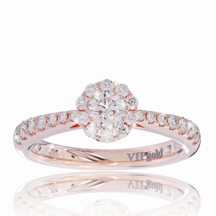 Zásnubný prsteň s briliantmi z červeného zlata14K