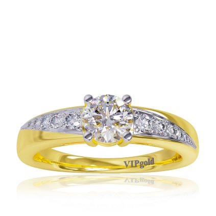 Zásnubný prsteň Caroline s briliantmi v žltom zlate 14K