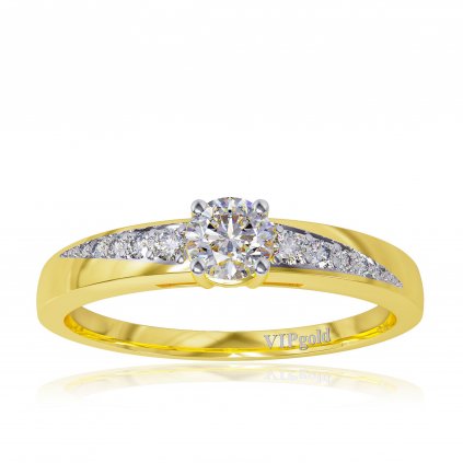 Zásnubný prsteň s briliantmi v žltom zlate R328-65992z