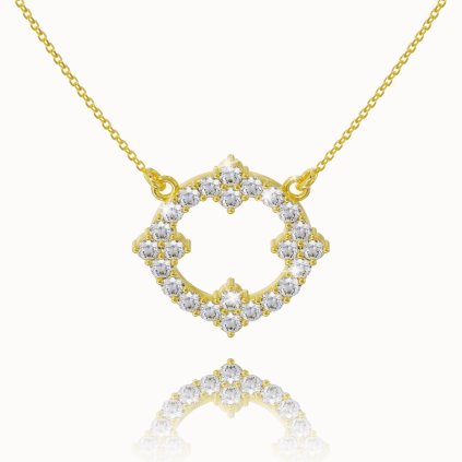 Gold necklace with a sparkling pendant in 14K yellow gold