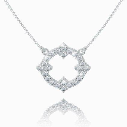 Gold necklace with a sparkling pendant in 14K white gold