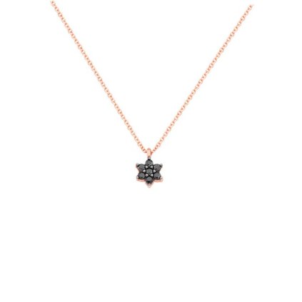 Celebrity Flower with black zircons, 14K rose gold