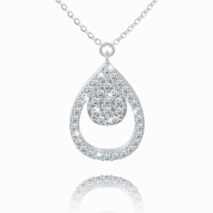 Gold necklace with a double drop pattern made of 14K white gold