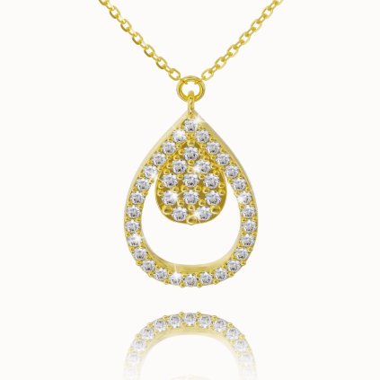 14K yellow gold double drop necklace