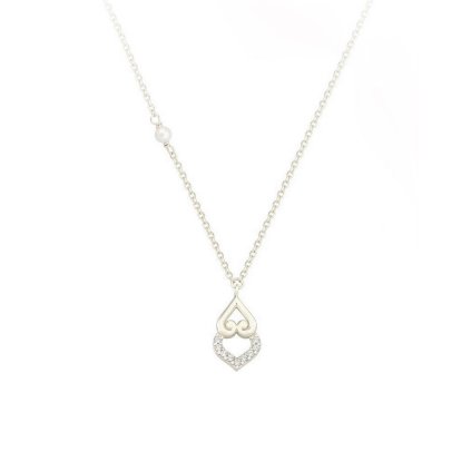 Celebrity heart with pearl, 14K white gold