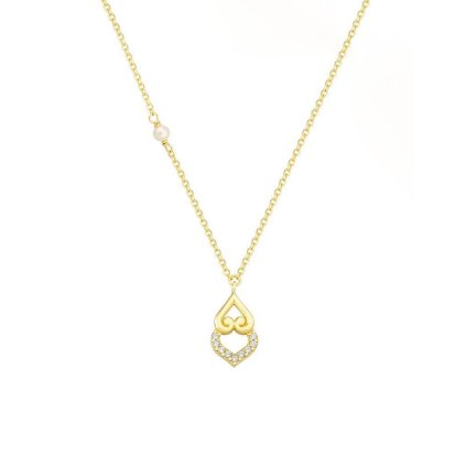 Celebrity heart with pearl, 14K yellow gold