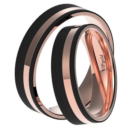 Svadobné obrúčky s karbónom CB7126 - červené zlato