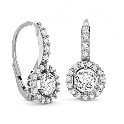 Dámske elegantné náušnice so zirkónmi z bieleho 14K zlata