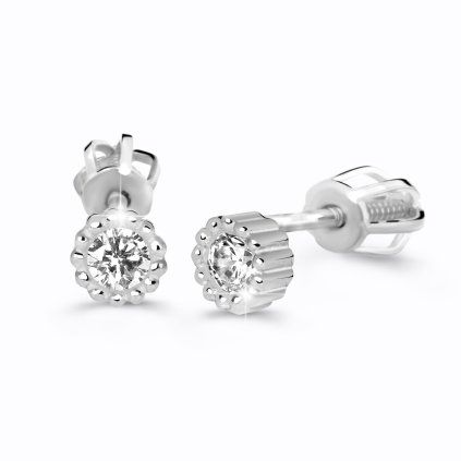 Mini stud earrings in white gold, 14K