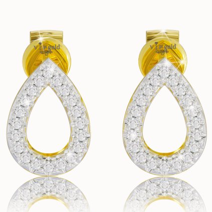 Diamantové náušnice v tvare kvapky zo žltého 14K zlata