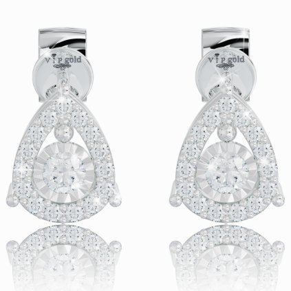 Žiarivé diamantové náušnice z bieleho zlata, 14K