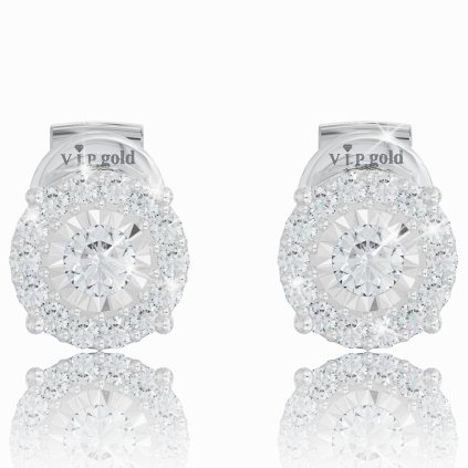 Decentné napichovacie náušnice s diamantmi v bielom zlate, 14K