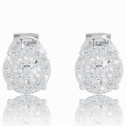 Subtle diamond stud earrings in white gold, 14K