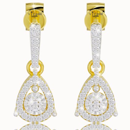 Exkluzívne diamantové náušnice zo žltého zlata, 14K