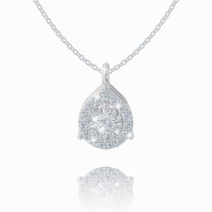 Chain with a diamond drop pendant, 14K white gold
