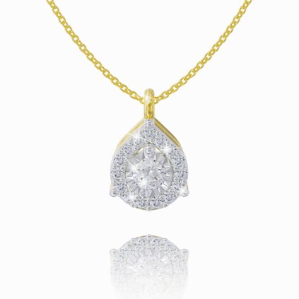 Chain with a diamond drop pendant, 14K yellow gold