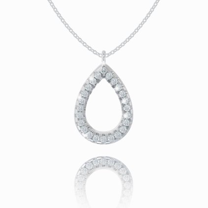Delicate chain with a diamond drop-shaped pendant, 14K white gold
