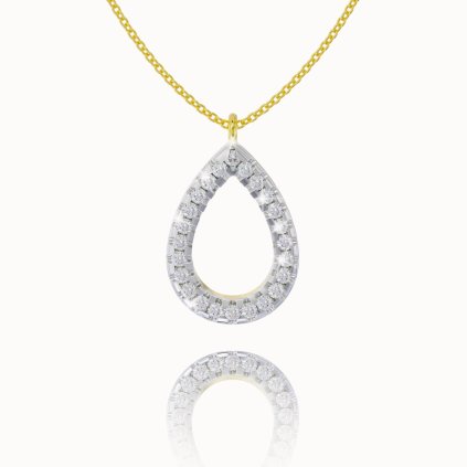 Delicate chain with a diamond drop-shaped pendant, 14K yellow gold