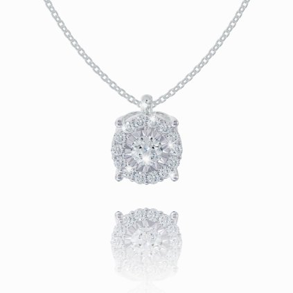 Minimalist necklace with diamond pendant in 14K white gold