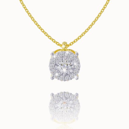 Minimalist necklace with diamond pendant in 14K yellow gold