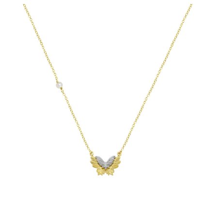 Butterfly gold necklace made of 14K yellow gold