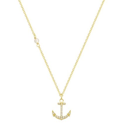 Gold necklace with anchor pendant made of yellow gold, 14K