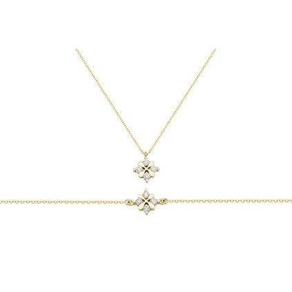 Gold set in a minimalist pattern with zircons, 14K yellow gold