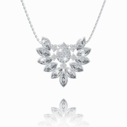 Gold necklace with an elegant pendant in 14K white gold