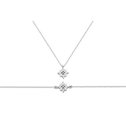 Zlatý set v minimalistickom vzore so zirkónmi, biele zlato 14K