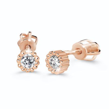 Mini stud earrings in rose gold, 14K