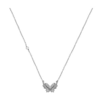 Butterfly gold necklace made of 14K white gold