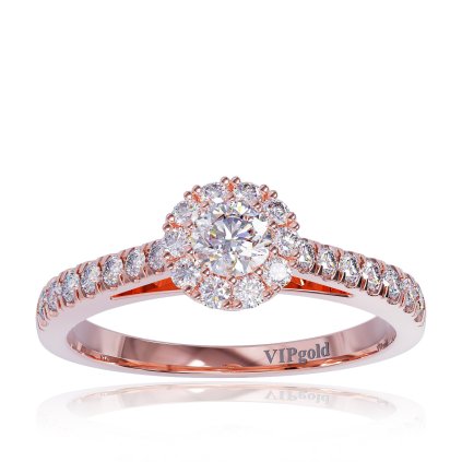 Elegantný prsteň Charlott s briliantmi v červenom zlate 14K