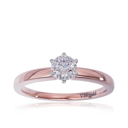 Zásnubný prsteň s briliantmi z červeného 14K zlata