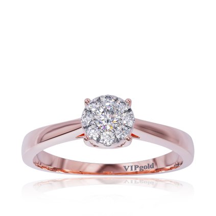 Prsteň s briliantmi v červenom zlate 14K