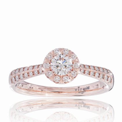 Zásnubný prsteň s briliantmi v červenom zlate 14K