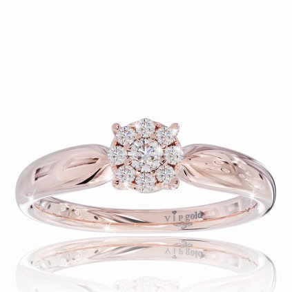 Zásnubný prsteň Celine s briliantmi v červenom zlate 14K