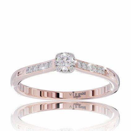 Zásnubný prsteň s briliantmi z červeného 14 k zlata
