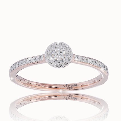 Zásnubný prsteň s briliantmi v červenom zlate Nela 14K