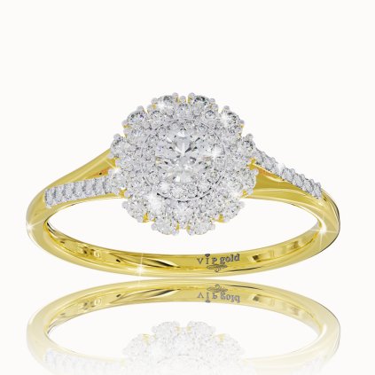 Prsteň Soleil s briliantmi v žltom zlate 14K