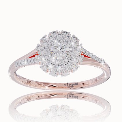 Prsteň Soleil s briliantmi v červenom zlate 14K