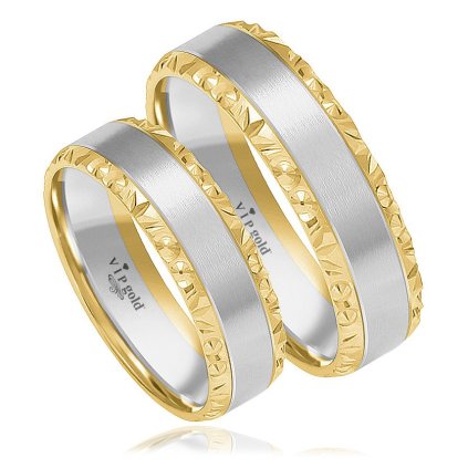 Svadobné obrúčky OE-8333 - bielo-žlté zlato