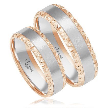 Svadobné obrúčky OE-8333 - bielo-červené zlato