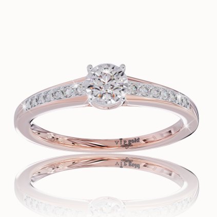 Zásnubný prsteň s briliantmi z červeného zlata,14K