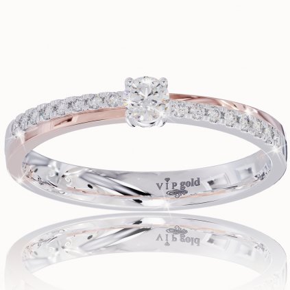 Zásnubný prsteň s briliantmi v bielo-červenom zlate R335-60453c