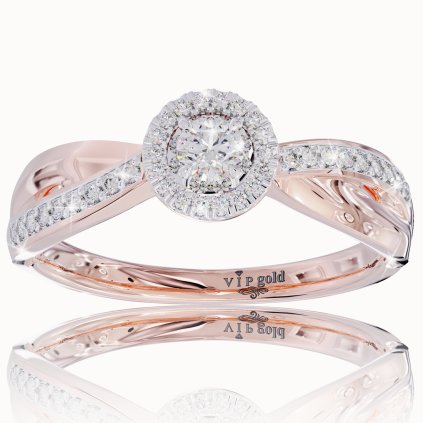 Zásnubný prsteň Regina s briliantmi z červeného zlata 14K