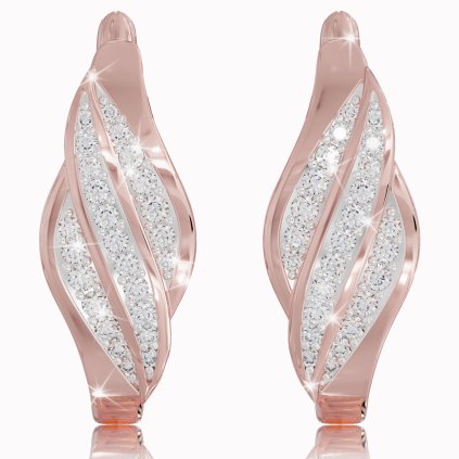 Elegantné visiace náušnice s diamantmi, červené 14K zlato