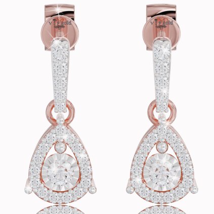 Exkluzívne diamantové náušnice z červeného zlata, 14K