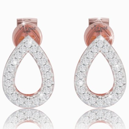 Diamantové náušnice v tvare kvapky z červeného 14K zlata