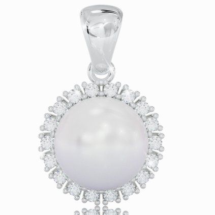 14K white gold pearl pendant